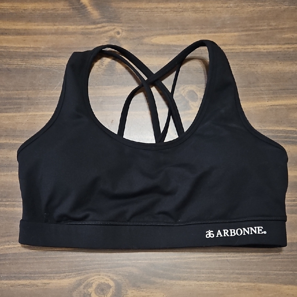 Arbonne Cross-Back Black Sports Bra